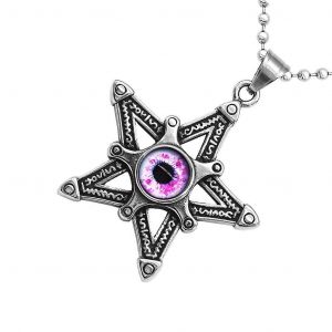 Punk Rock Acier Inoxydable Pentacle Star Evil Eye Pendentif Collier Purple Eye - Neuf