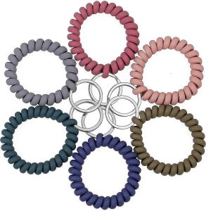 6 Couleur Poignet Porte-Clés Ressort En Plastique Flexible Spirale Spirale Poignet Bobine Extensible Bracelet Spirale Porte-Clés Bracelet Porte-Clés Pour Gym Piscine Id B - Neuf