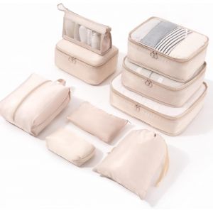 Set De 9 Organisateur Val , Rangement Val Packing Cubes Organisateur Voyage Postuler &Agrave; Val S, Organisateur De Voyage, Sac &Agrave; Chaussures - Beige - Neuf