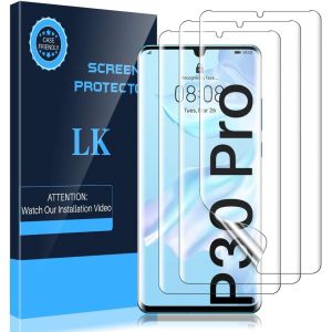 JGD-Lot de 3 films de protection d'&eacute;cran compatibles avec Huawei P30 Pro, film de protection d'&eacute;cran en TPU souple avec couverture compl&egrave;te, ultra HD, compatible avec la coque, sans bulles - Neuf