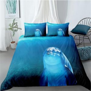 Ensemble De Housse De Couette Th&iquest;&iquest;Me Dauphin - Ensemble De Housse De Couette Imprim&iquest;&iquest;E En D Ensemble De Literie En Microfibre Respirante (Dauphin , - Neuf