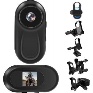 Mevronisshop-Mini Camera, Clip Rotatif 360&deg;Camera Pieton, Vid&eacute;o Et Audio Hd 1080p Cam&eacute;ra D'action, Body Cam Avec Accessoires Multifonctions Motos, V&eacute;los Et Casques Cam&eacute;ra Corporelle Portable - Neuf