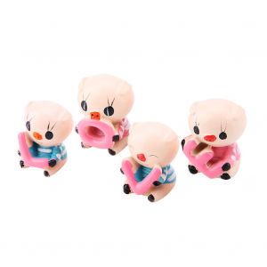 Lot de 4 mini poupees en resine en forme de cochon d'amour, decoration de voiture, coffret cadeau - Neuf
