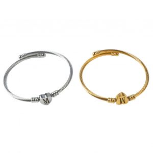 Lot De 2 Bracelets Torsades En Acier Titane Avec Noud En Forme De Cour Et Lettre M - Neuf