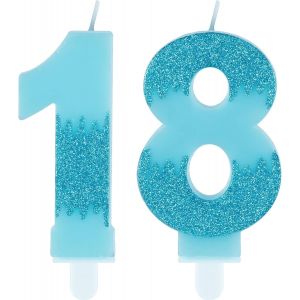 Bougies Bleues Pour 18e Anniversaire,Numéro 18 Bleu-Décorations De Gâteau De La Reine Des Neiges-Bougies Bleues Pailletées Pour Décoration De Gâteau D'anniversaire De Mariage Pour Filles Et - Neuf