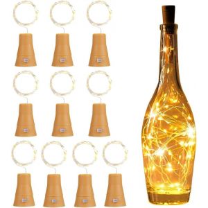 lbgwp60-10Pcs Led Bouteille Lumières, Solaire Bouteille, 1M 20 Led Bouteille Guirlande Lampes De Bouteille, Étanche Guirlande Bouteille, Blanc Chaud Pour Mariage, Party, Diy - Neuf