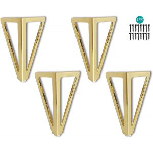 Lot De 4 Pieds De Meubles En Métal, 15 Cm, Noirs, Pour Table Tv, Table Basse, Armoire, Canapé-Lit Et Autres (15 Cm, Doré) - Neuf