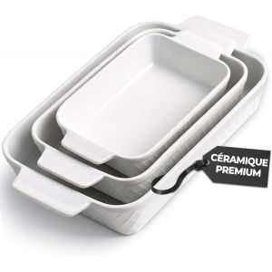 Subzonal-Ensemble De 3 Plats &Agrave; Gratin/Plat &Agrave; Cuisson Rectangulaire En C&eacute;ramique, Ensemble Empilable De 3 Pi&egrave;ces, 850 Ml, 1650 Ml, 2900 Ml &iquest; Lave-Vaisselle Et Four Compatibles &iquest; Collection Palmanova - Neuf