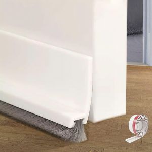 100cm Blanc Bas de Porte Brosse,Joint Brosse Isolation Phonique Porte,Joint de Porte en Silicone,Auto-adhésif et Peut être Coupé à la Taille,Door Seal - Neuf