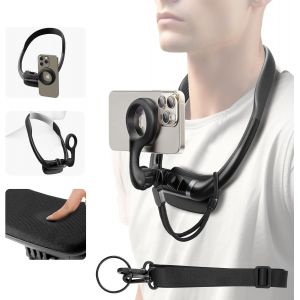 Support De Téléphone Magnétique Tour De Cou, Support De Téléphone Portable Mains Libres, Sangle De Poitrine, Support De Cou Pour Enregistrement Vidéo Pour Iphone 15, 14, 13, 12 Pro[CAR783527] - Neuf