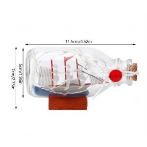HJLIAN Veilleuse LED en forme de bouteille a la derive, decoration de bouteille en verre en liege, style bateau a voile (lumieres colorees) - Neuf
