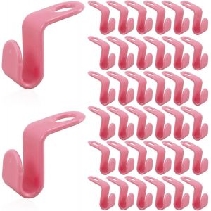 LETNERNY-Lot De 50 Crochets De Suspension &Agrave; Roulement, Crochets De Connexion Pour Cintres Pour Placard, Armoire, Organ ur, Gain De Place, Rose - Neuf
