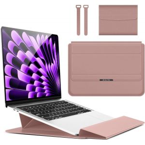 15 15.6 16.1 Inch Laptop Case Stand Function for MacBook Air 15 M3/M2 A3114 A2941, MacBook Pro 16 M4/M3/M2/M1 Pro/Max, MacBook Pro 15 M3/M2 A3114 A2941 Rose Gold - Neuf