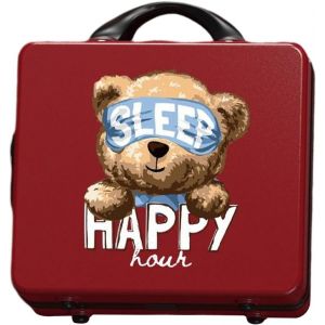 Joli Vanity Case De Voyage Avec Serrure, Trousse De Maquillage Pour Femme Fille, Trousse À Cosmétiques Rigide De 14 Pouces Ours Dormant (Grand Rouge) - Neuf