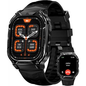 M3E Montre Connectée Homme- Gps 480Mah Batterie De Grande Capacité 5Atm Étanche,Boussole Altimètre Appel 1.96"" Amoled Toujour Activé,Smartwatch Fréquence Cardiaque Ios Android - Neuf