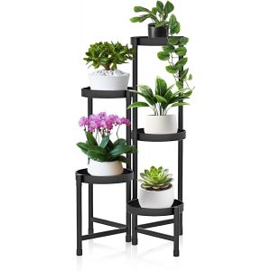 KALANKA-Porte Plante Interieur, 5 Niveaux Ø20cm Support Plantes Interieur, Porte Plante Exterieur, Étagère Plante en Métal, Support pour Plantes, Étagère Plante pour Balcon du Jardin, Salon, Bureau - Neuf