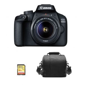 CANON EOS 4000D reflex 18 mpix + objectif KIT EF-S 18-55MM F3.5-5.6 III + 32GB SD card + camera Bag - Neuf