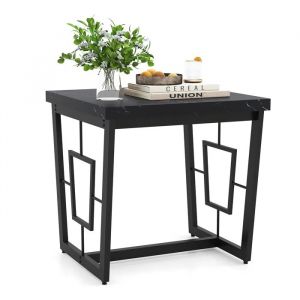 COSTWAY Table d'Appoint Moderne avec Plateau Imitation Marbre et Structure M&eacute;tallique Robuste 60 x 60 x 60 cm - Neuf