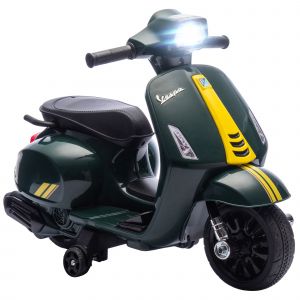 Scooter Moto &Eacute;lectrique Enfant Vespa 6v 2,5km/H Musique Mp3 Port Usb Klaxon Phare Feu Ar Vert - Neuf