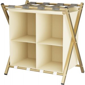 KYAOAYO-Porte-Bagages Avec Rangement, Support De Val Pliable En Métal, Porte-Bagages Portable Pour Chambre À Coucher, Val À 2 Niveaux, Support De Rangement Pour La Maison, La Chambre À Coucher, 1 - Neuf