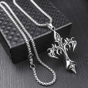 Acier Guerrier Hommes Ornement Croix Breloque Alliage Pendentif Simple Mode Collier - Neuf