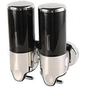 Distributeur de Savon Mural Double - pour Shampoing, Apr&egrave;s-shampoing, Gel Douche, Lotion - Salle de Bain - Neuf