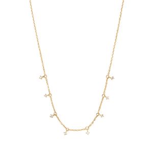 Collier Agatha Dauphine Argent Plaqu&eacute; Or Pampilles En Oxydes De Zirconium - Neuf