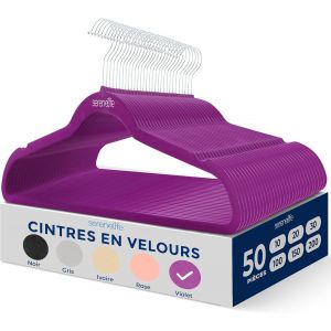 Cintres - Cintres en Velours Antid&eacute;rapants - Porte-V&ecirc;tement Fins et Robustes - avec Crochet en M&eacute;tal Pivotant &agrave; 360&deg; - Supportant jusqu'&agrave; 4,5 kg pour Vestes, Pantalons et Robes - Lot de 50 - Neuf