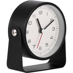 KAL-Réveil Analogique Sans Tic-Tac Réveil Silencieux Réveil De Chevet Rond En Métal À La Mode Bruyant Pour Ceux Qui Ont Un Sommeil Profond Fonctionnement À Piles Horloge De Table (Noir) - Neuf