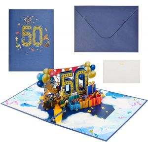 CHECARZHN--NO1-Carte De V?ux Pop-Up 3D Avec Mes Et Enveloppe Pour Homme Et Femme Bleu - Neuf