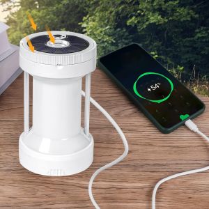 LED solaire Camping Lumineux De 350 Lumens Rechargeable de Banque de Puissance de 4 Modes d'Éclairage Magnétique de Type C, avec une Lumière Rouge et Lampe de poche pour le Camping - Neuf