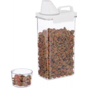 TIANYI-Bo&icirc;te de Rangement Nourriture, Verre doseur, Couvercle herm&eacute;tique, 2,3 L, croquettes, c&eacute;r&eacute;ales, Transparent - Neuf