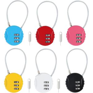 KALANKA-6 Pi&egrave;ces Cadenas &agrave; Combinaison, Petit Cadenas &agrave; Code Cable, Cadenas de S&eacute;curit&eacute; &agrave; Combinaison &agrave; 3 Chiffres R&eacute;initialisables pour Valise Sac de Voyage Casier, avec 4 x Codeurs - Neuf
