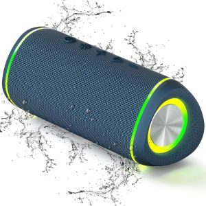 Enceinte Bluetooth Avec Lumières Led, Batterie 24 H, Étanche Ipx6, Double Pilote De Basses, Fonction Mains Libres, Portable, Compact, Parfait Pour L'Extérieur, Les Fêtes, Le Sport Et Les - Neuf