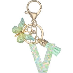 KAL-Porte-Cl&eacute;s En R&eacute;sine Avec Pendentif Papillon En Forme De Lettre Initiale De L'Alphabet Pour Femme - Accessoires Pour Sac &Agrave; Main, Sac &Agrave; Main - Neuf