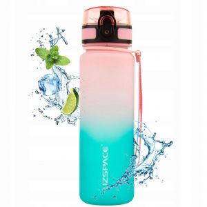Bouteille d'eau Tritan motivante Bouteille de 500 ml avec des heures rose et turquoise - Neuf