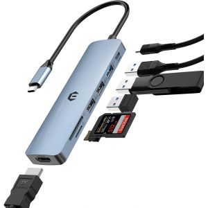 Hub Usb C Double Écran Avec Hdmi 4K, 7 En 1 Station D'Accueil Usb C Avec Usb 3.0/Usb 2.0, 100W Pd, Sd/Tf Adaptateur Usb C Compatible Avec Macbook Pro/Air Et Autres Appareils De Type C[Z1517] - Neuf