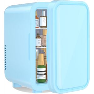 Mini r&eacute;frig&eacute;rateur YASHE 6L/8 canettes, r&eacute;frig&eacute;rateur thermo&eacute;lectrique portable AC/DC 220-240 V, pour chambre, soins de la peau, boissons, bureau, dortoir, voiture, bleu, compact et pratique - Neuf