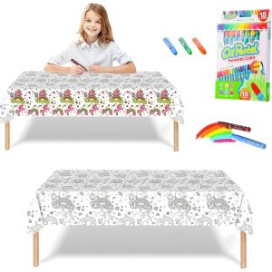 Sjzg-Poster G&eacute;ant &Agrave; Colorier Pour Enfants, 119,4 X 180,3 Cm, Affiches De Coloriage Licorne Avec 18 Stylos De Peinture, Poster &Eacute;ducatif, Couverture De Table, Art Mural Pour Gar&ccedil;ons Et Filles, Cadeau - Neuf