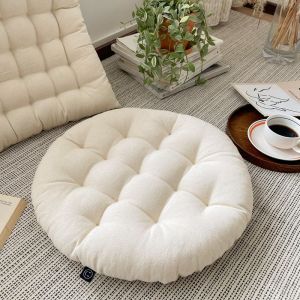 Coussin De Chaise &Eacute;l&eacute;gant (Rond) 40 X 40 Cm, Coton, Lavable En Machine, Cr&egrave;me - Neuf