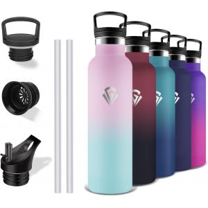 Gourde - 500ml- Bouteille Isotherme, Sans Bpa, Gourde Avec Paille, Anti Fuite, Bouteille Isotherme Avec Poignée, Gourde Inox, Facile À Transporter, Bouteille D'eau Pour École, Bureau, Camping - Neuf