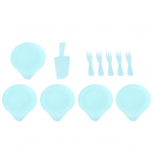 Hjlian Plateau A Couverts Jetable Pour Gateau D'anniversaire, Vaisselle De Fete, Assiette, Fourchette, Couteau, Kit D'outils (Vert) - Neuf