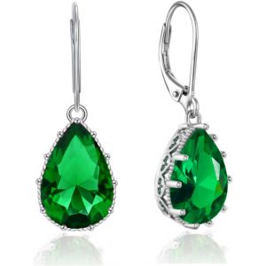 Cristal Zircon Pendantes Levier Style Boucles D'oreilles Larme Ovale Poire Gemme Tache De Naissance Saphir Rubis Émeraude Argent Bijoux Set Cadeau Pour Femme Maman Fille Petite Amie.[X2051] - Neuf