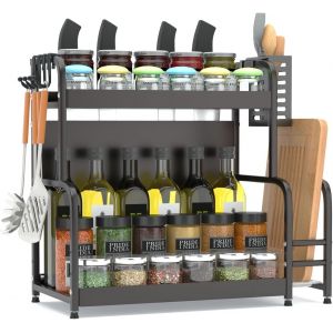 Eryi-Etagere A Epices, Rangement Epices Cuisine, En Acier, 49x43.5x22.5cm, Range Et Porte Epices Cuisine, Rangement Et Organisation De Cuisine, Etagere Rangement Cuisine(2 Niveaux) - Neuf