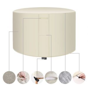 Housse De Protection Ronde Imperm&eacute;able En Tissu Oxford 420d Pour Meubles De Jardin, Housse De Protection Pour Table Et Chaises De Jardin, Protection Anti-Poussi&egrave;re Beige (142 X 68 Cm) - Neuf