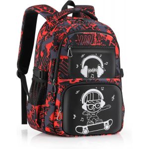KALSC-Cartable Garcon Primaire 30L,Sac A Dos Enfant Garcon À Imprimé Réfléchissant,Sac À Dos Enfant,Confort Rembourré,45X32X15 Cm - Neuf
