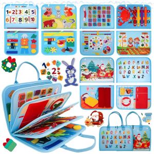 Montessori Busy Board Toy for 1-4 Years Old Sensory Activity Chart for Fine Motor Skills,Learning and Travel Toy for Toddlers,Gift for Boys and Girls,Blue - Neuf