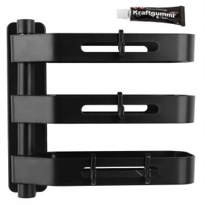 Hjlian Etagere De Rangement Murale Rotative A 180 Degres Pour Salle De Bain, A Plusieurs Niveaux Et Sans Perforation (Noir) - Neuf