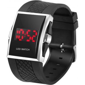 Luxueuse Montre Noire Sport Digitale Homme &Agrave; Led Rouge - Neuf