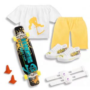 Mini ensemble de skateboard &agrave; doigts avec pantalons et chaussures multicolores pour Halloween,cadeau d'anniversaire pour enfants,jouets de jeu - Type YELLOW #A - Neuf